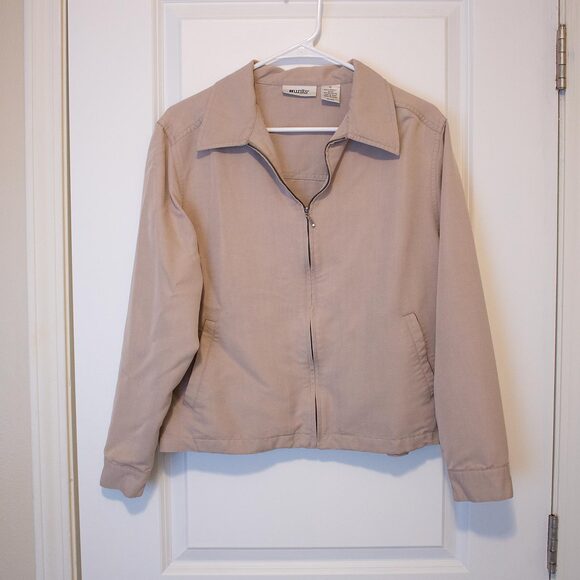 Neutral Zip Front Jacket Minimalist Utility Light Outerwear Classic Units Sz 12 - Picture 2 of 4